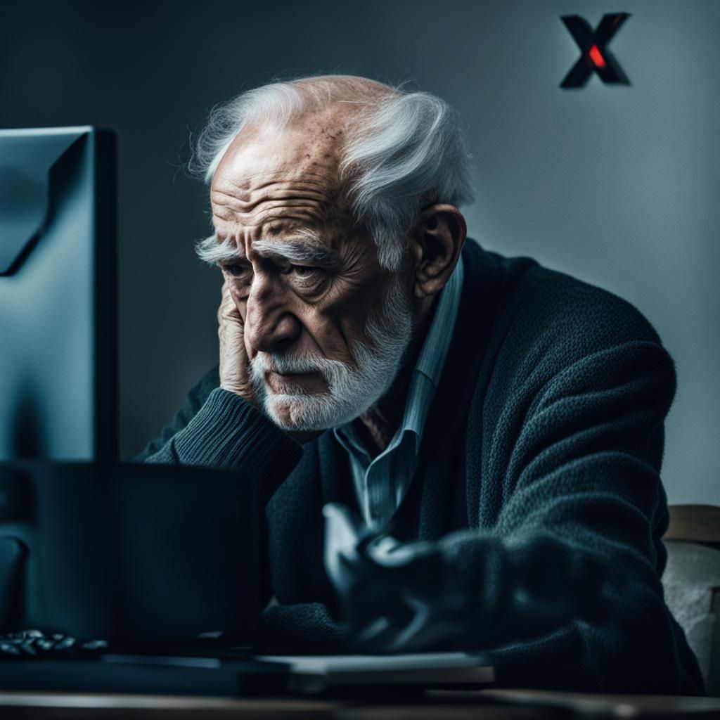 A Lonely Old Man Stares at a Haunting Computer Screen