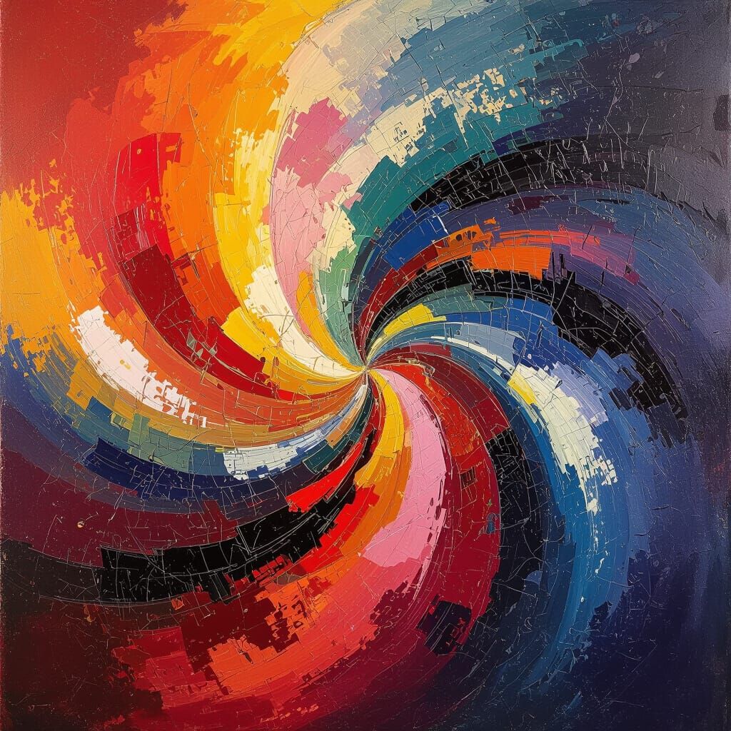 Vibrant Abstract Expressionist Color Swirls Impasto Painting