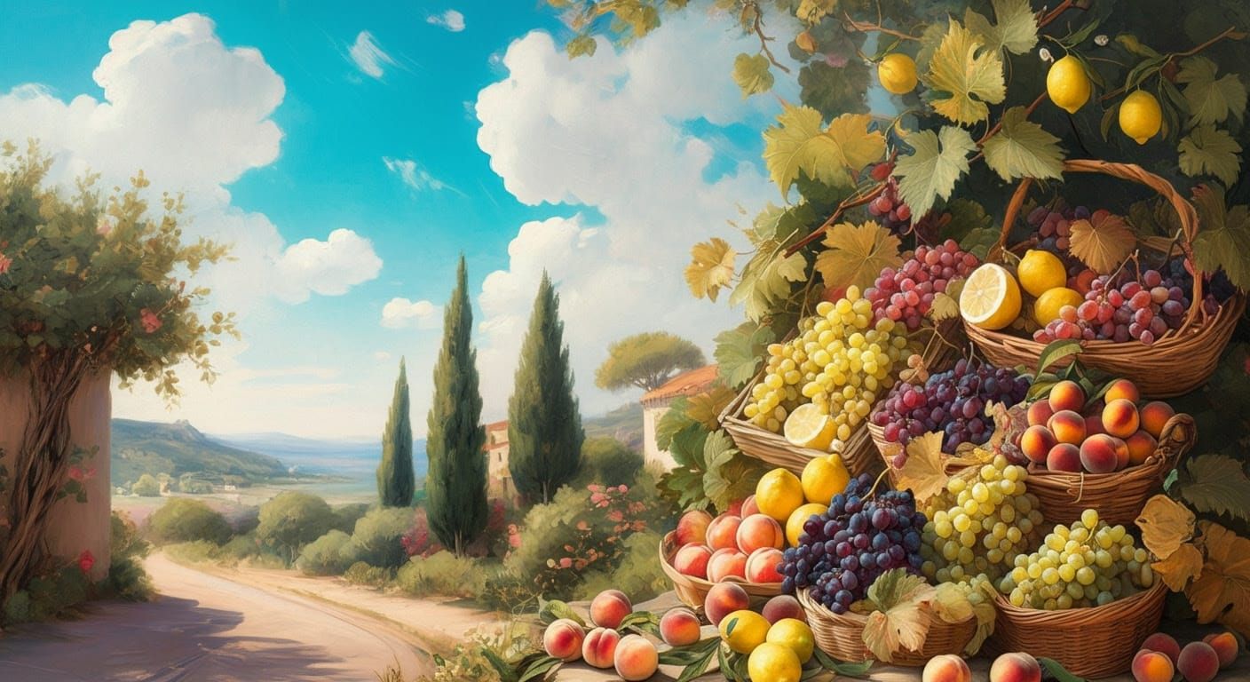 Mediterranean Fruit Stand in Lush Rococo Style