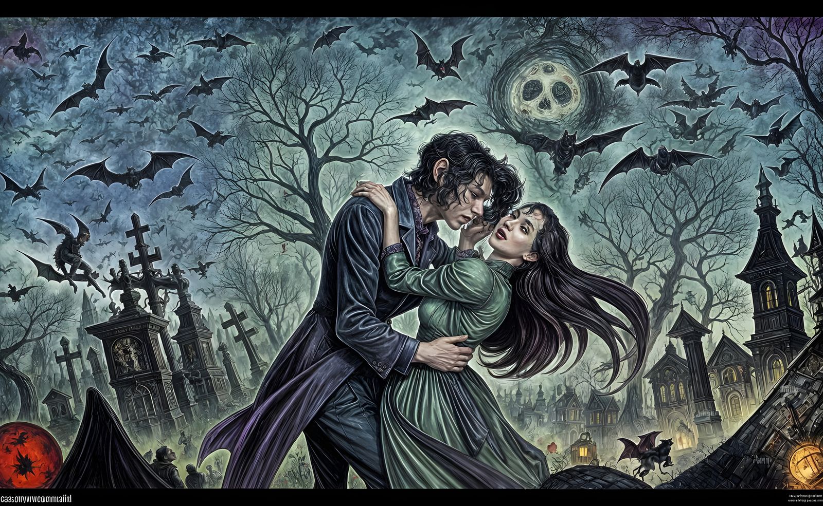 Vampires Dance in a Haunted Cemetery