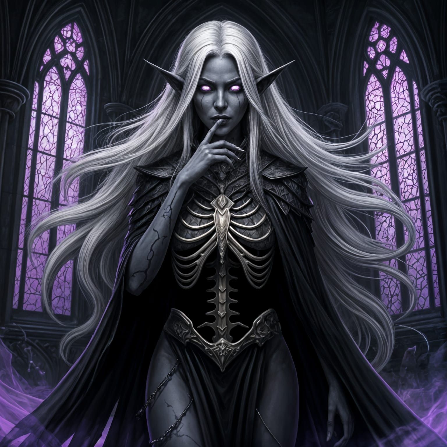 Undead Drow Elf in Ruined Chapel