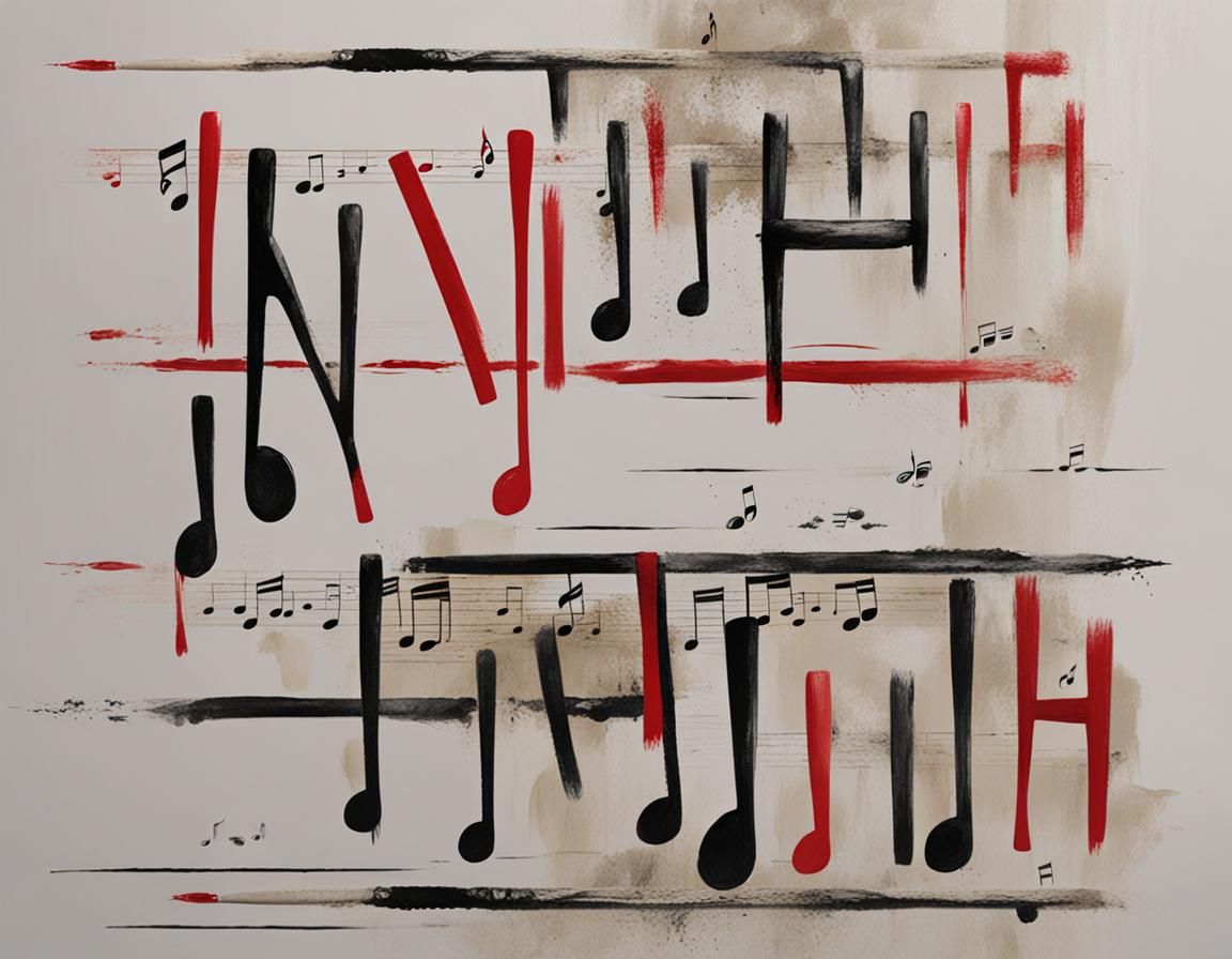 Elegant Ancient Music Notes on Bone Background in Delicate B...