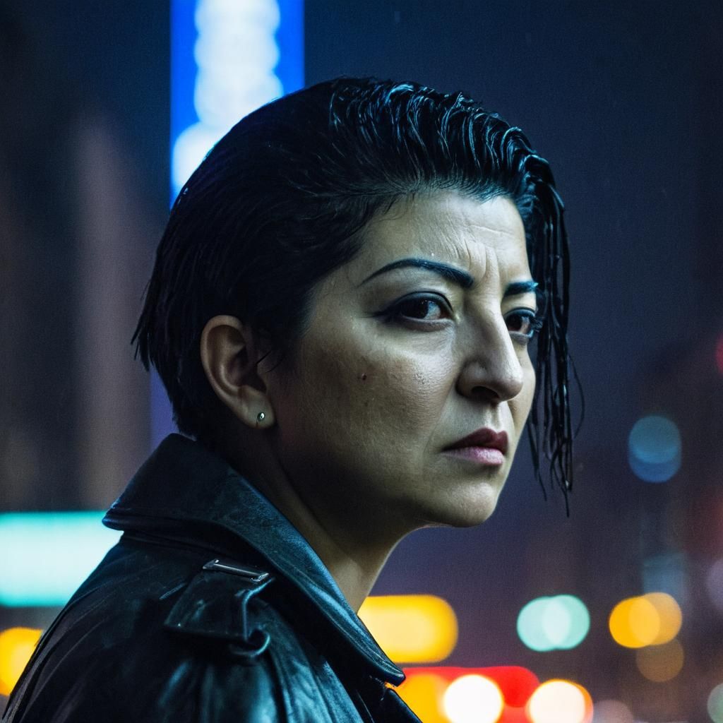 Ethereal Cyberpunk Protagonist Illuminated by Electric Dream...