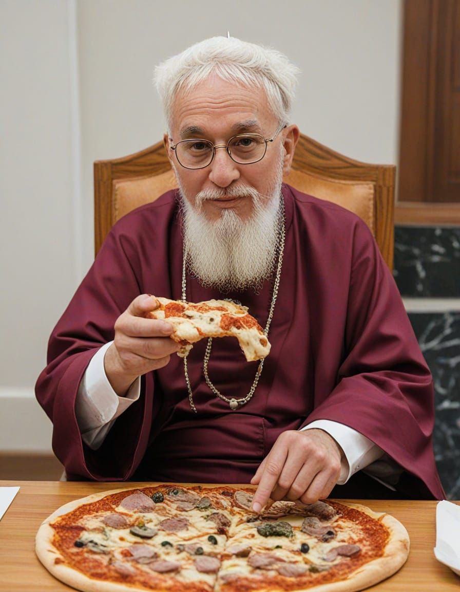 A Humorous Portrait of a Pizza-Loving Saint