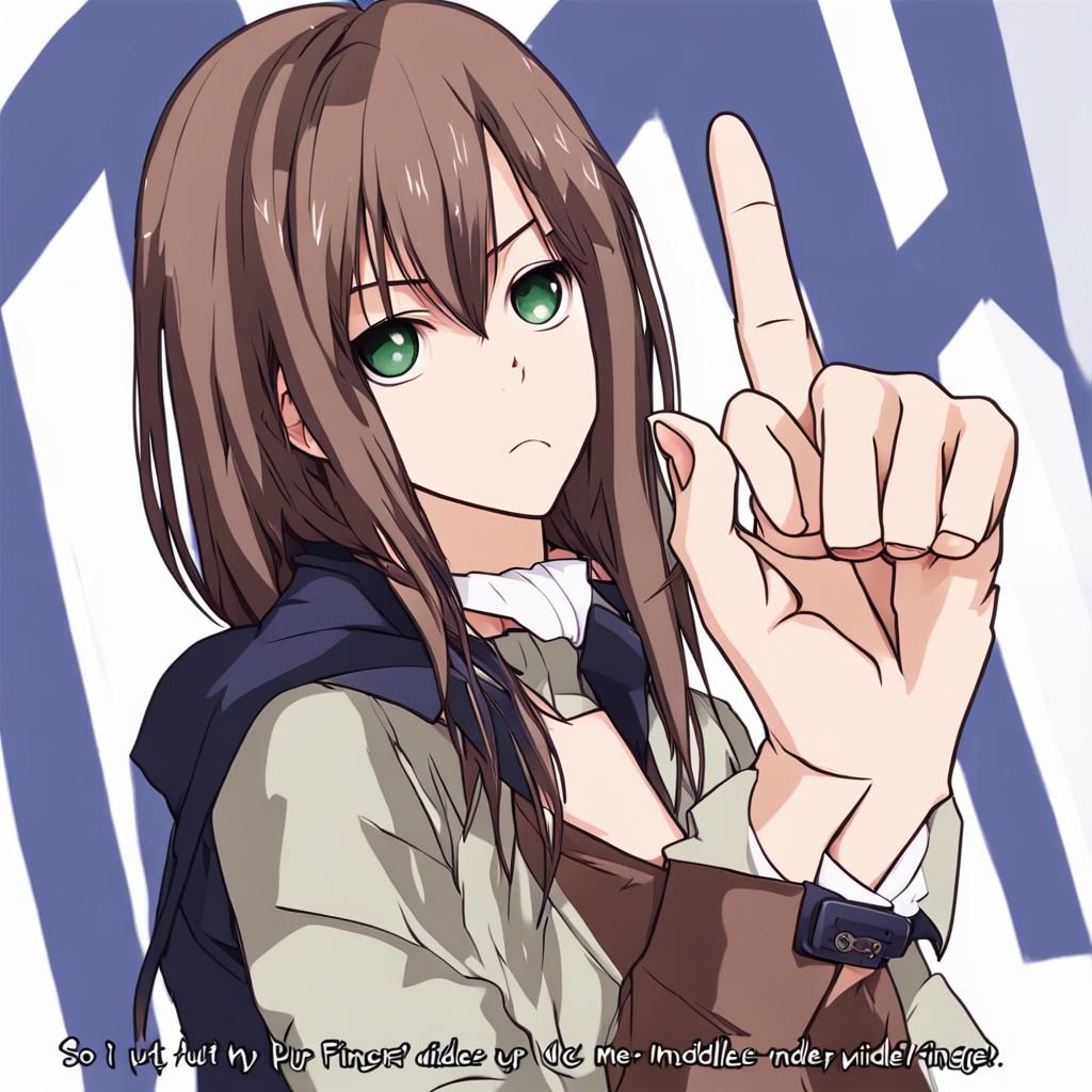 Surreal Anime Artwork Features Finger Gesture