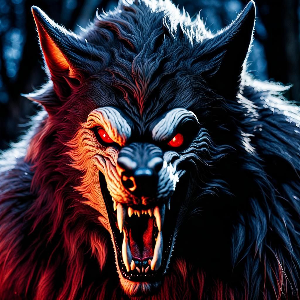 Hauntingly Realistic Portrait of a Werewolf in Mid-Transform...