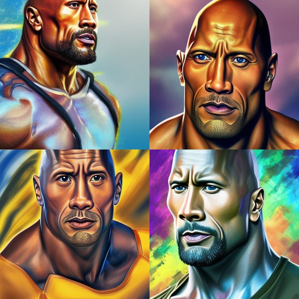 Dwayne Johnson's Intense Close-Up in Vibrant Colors