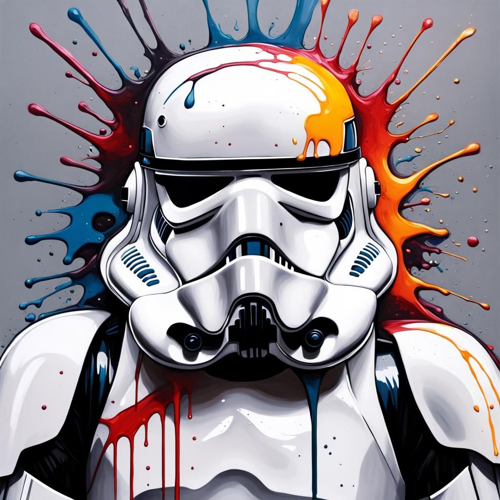 Battered Star Wars Warrior in Vibrant Graffiti Style