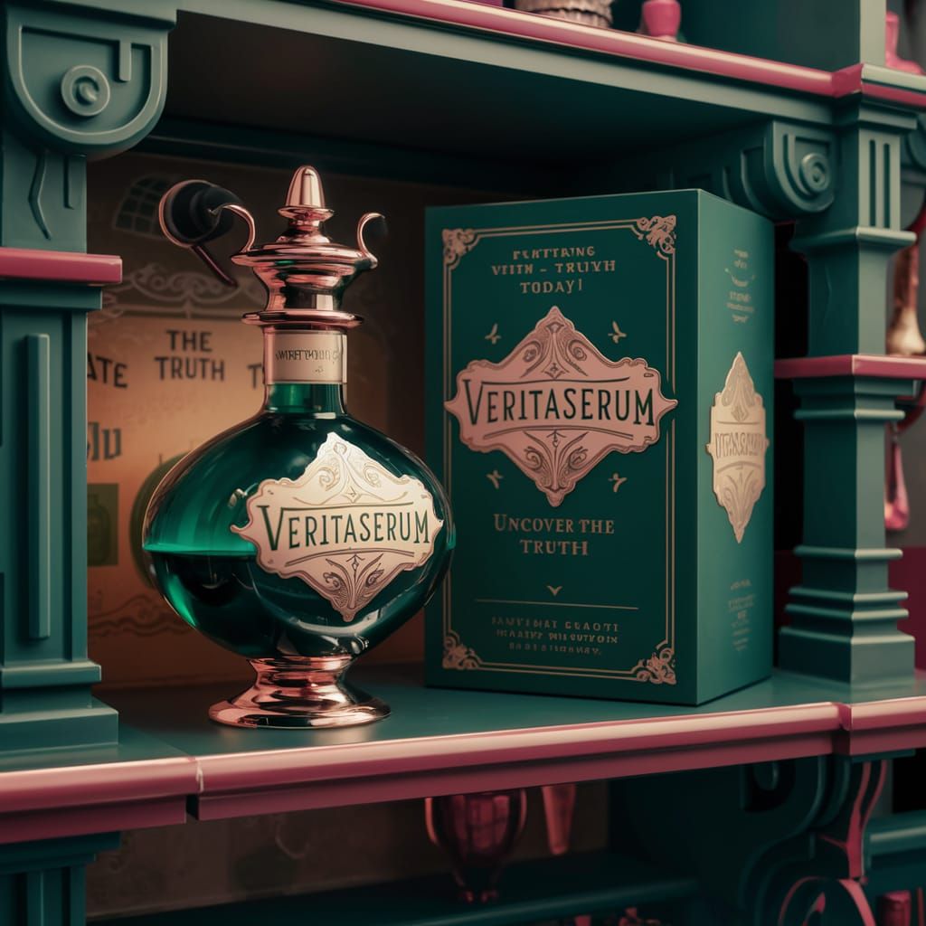 Vintage Green and Gold Potion Bottle Concept Art