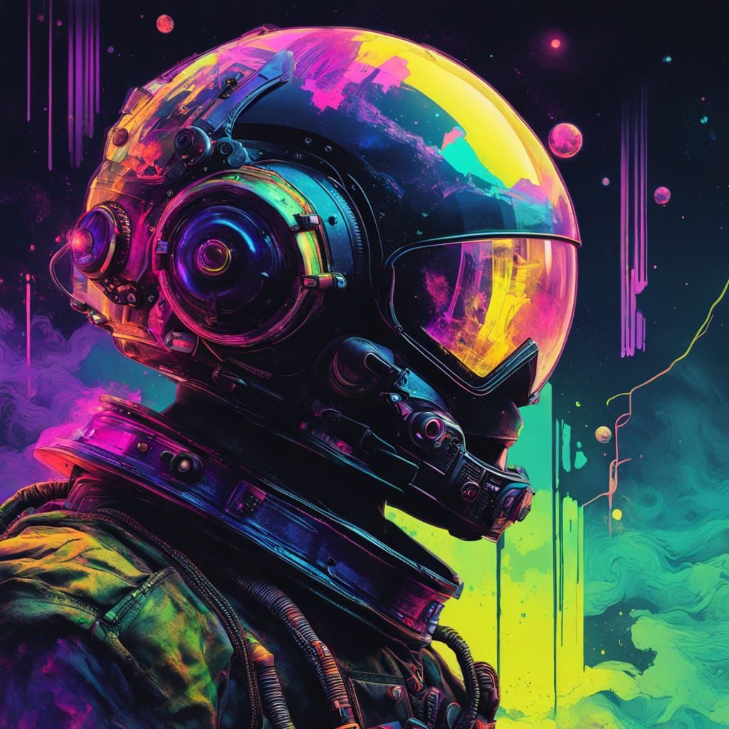 Cyberpunk Cat in Space Helmet