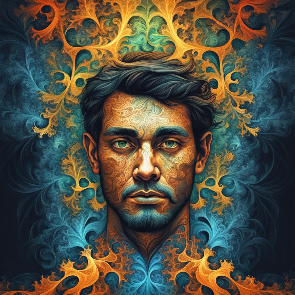 Fractal Portrait of a Mysterious Male Figure