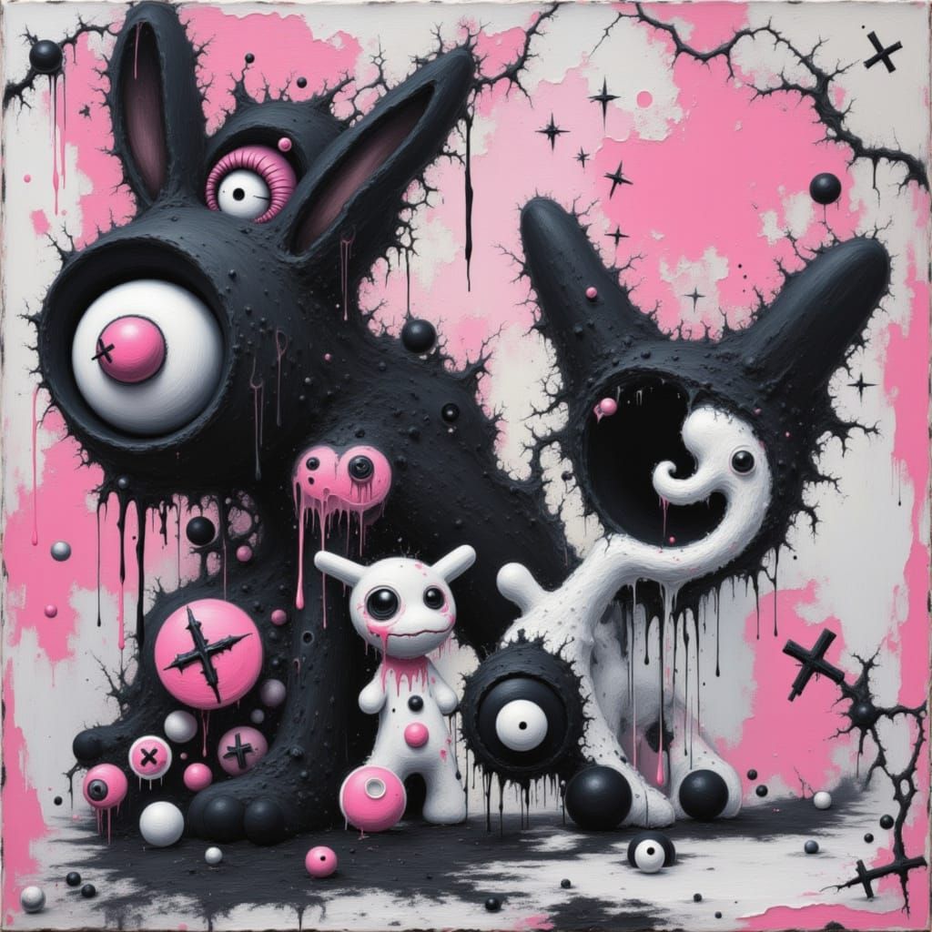 Pastel Pink Church with a Broken Bunny Statue