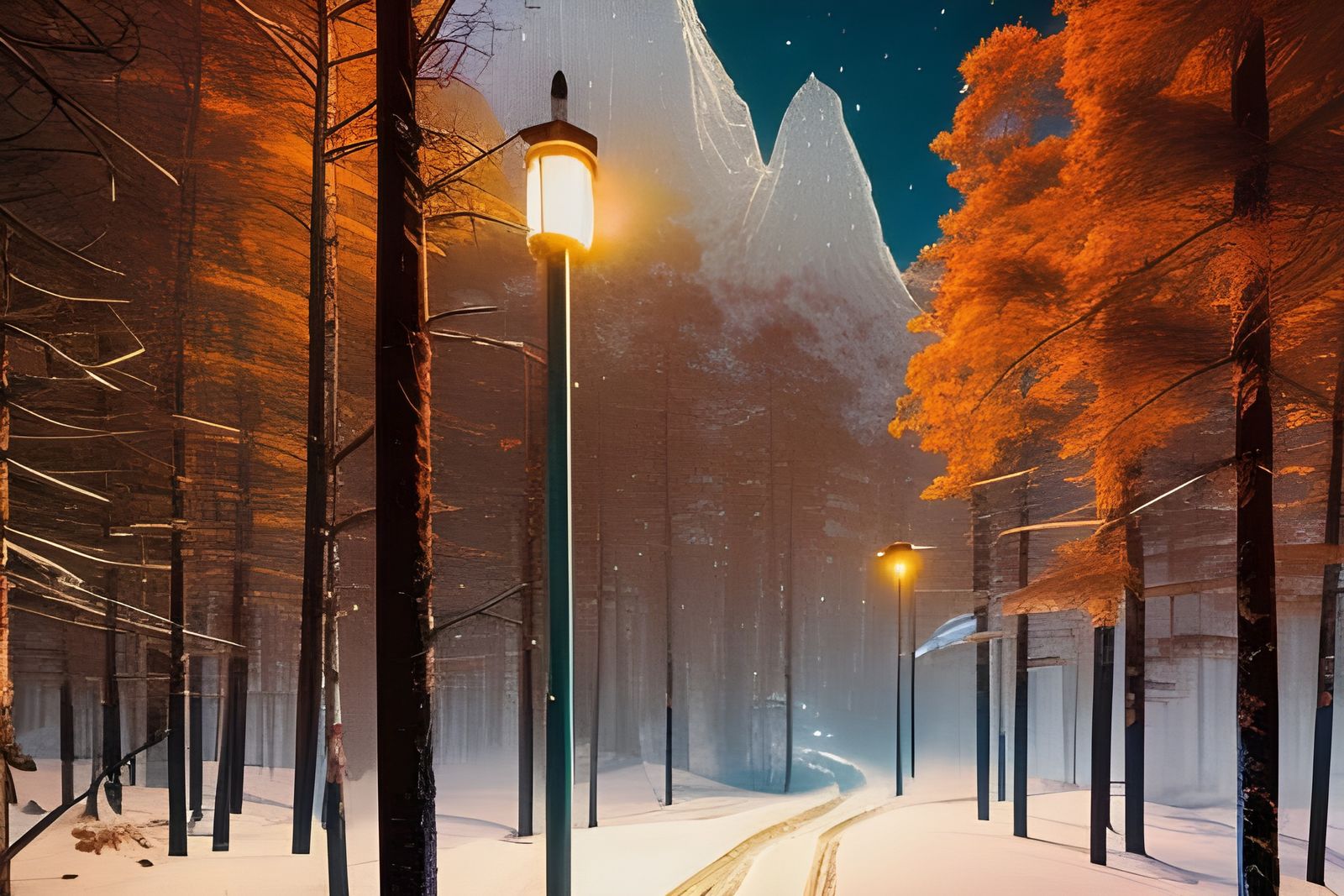 Snowy Mountain Valley: Hyperdetailed Matte Photography