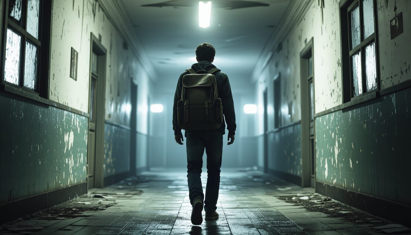 Student Enters Spooky College Hostel at Night