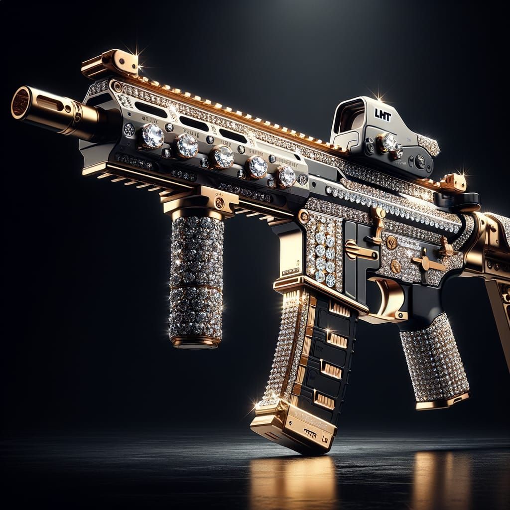 Luxurious Futuristic LMT MARS-L Assault Rifle with Diamonds ...