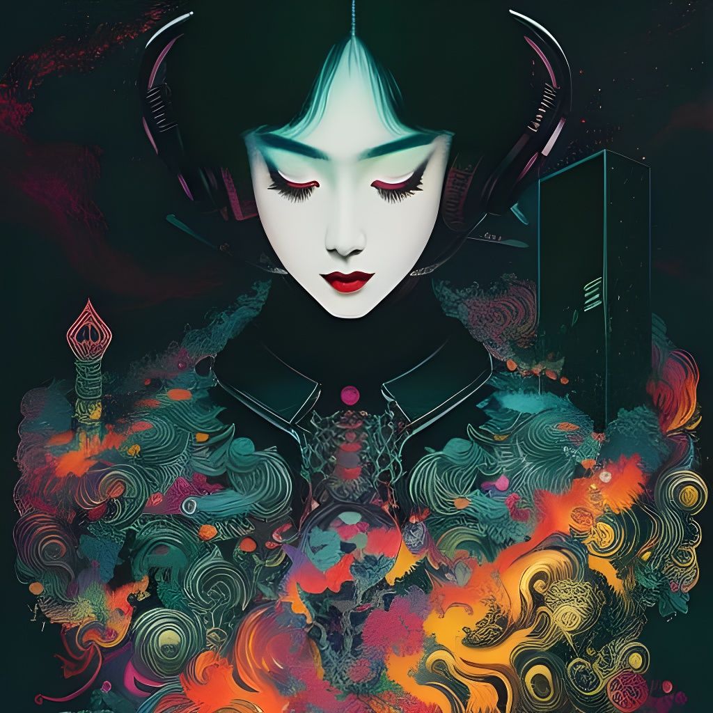 Calligraphy Ink Portrait of an EDM DJ