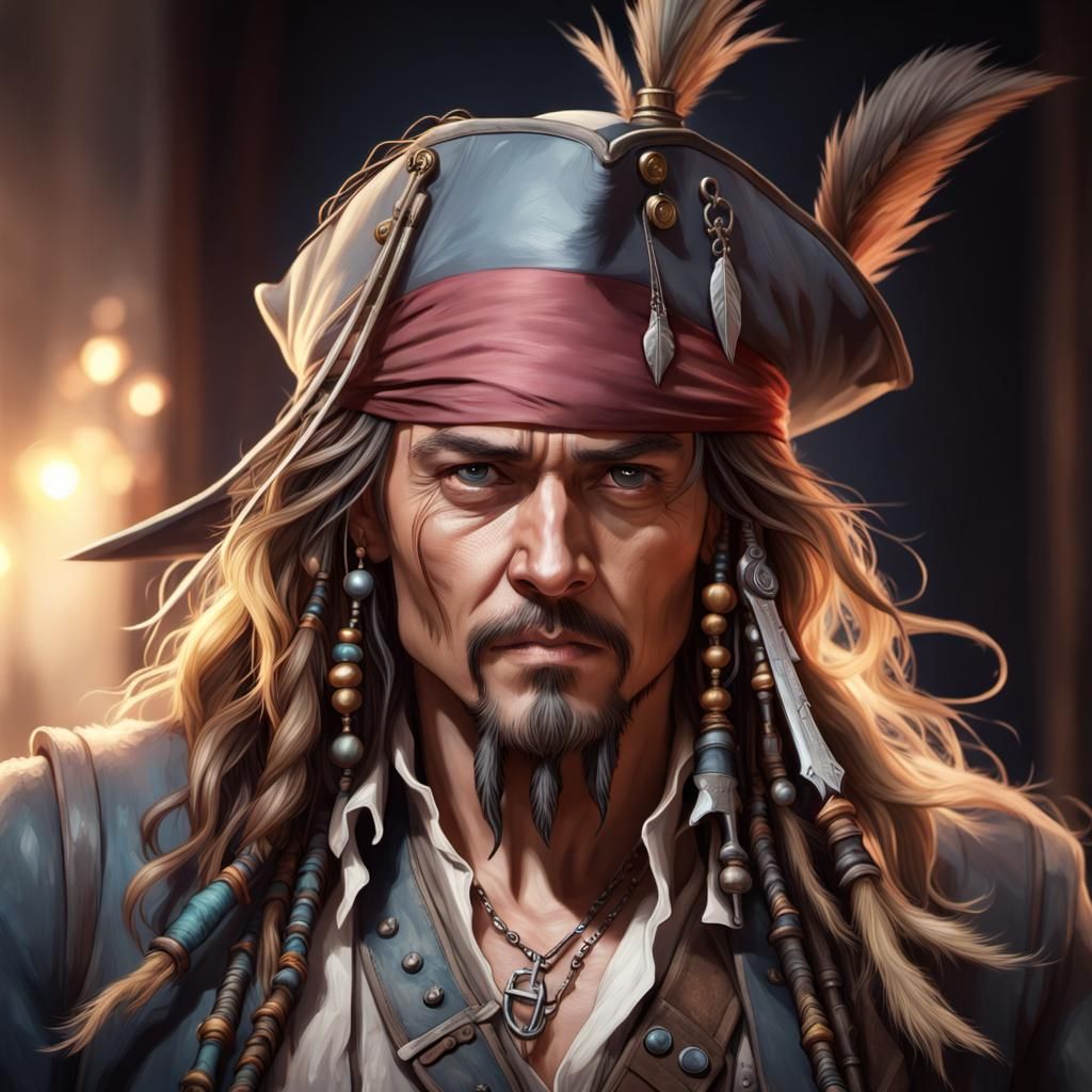 Captain Jack Sparrow Portrait in Vibrant Colors