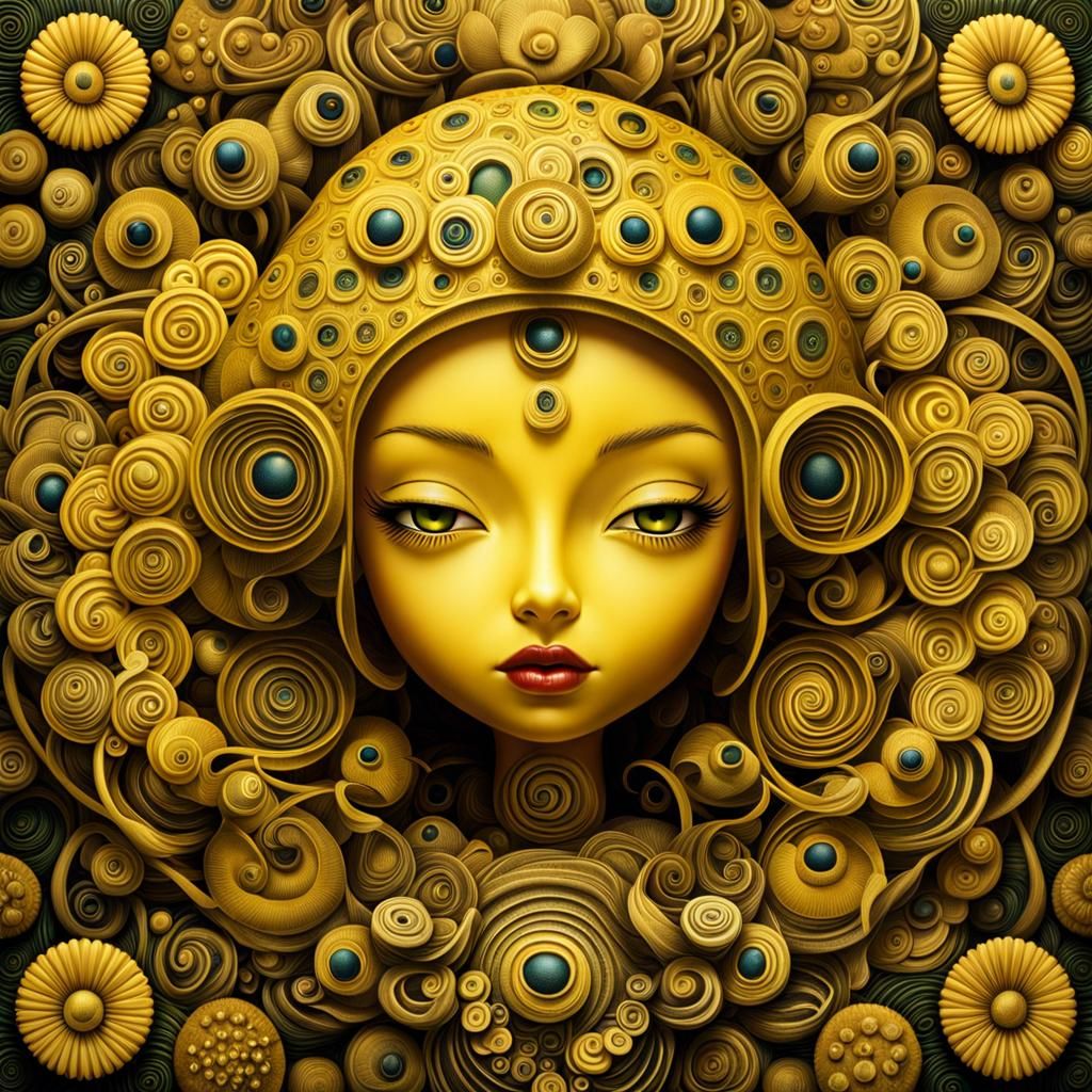 Vibrant Yellow Dreamscape in the Style of Naoto Hattori