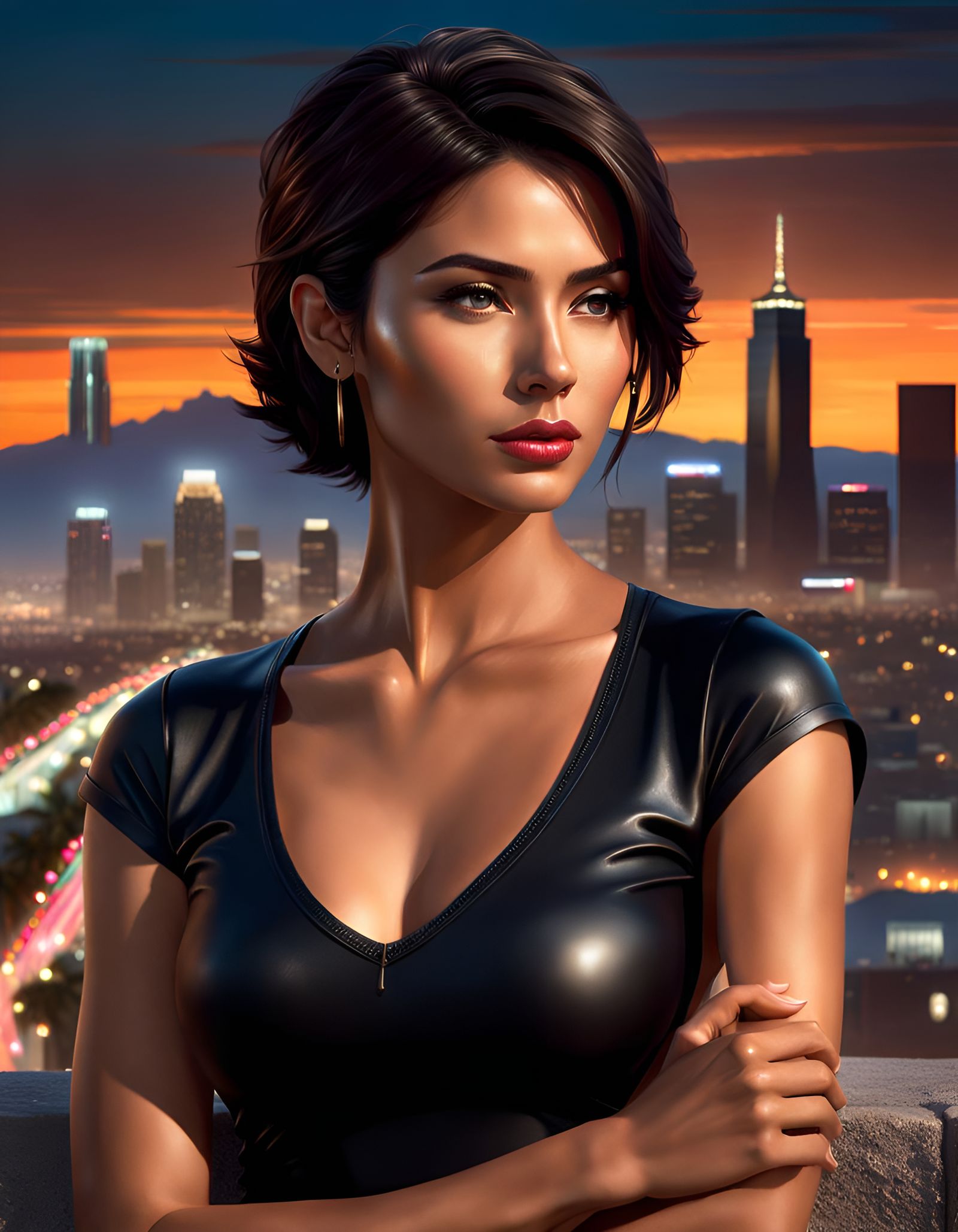 Elegant Dark Fantasy Portrait in Hyperrealistic Style