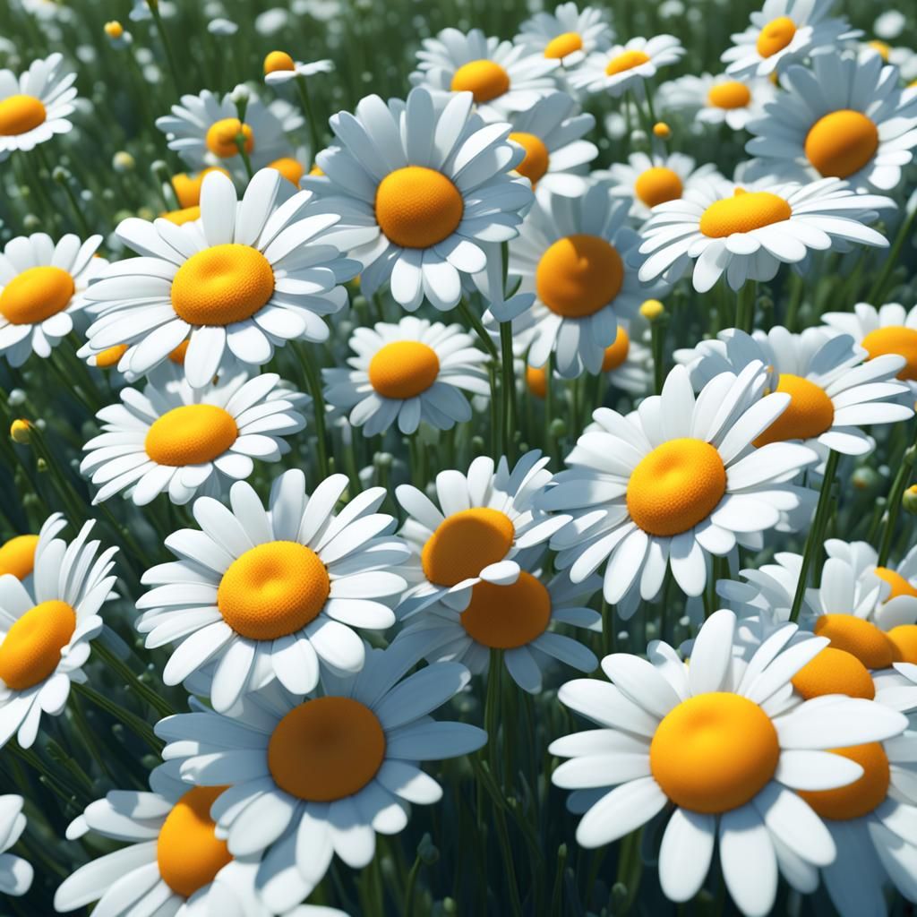 Breathtaking, Vibrant Daisies in Stunning 3D Cinematic Style