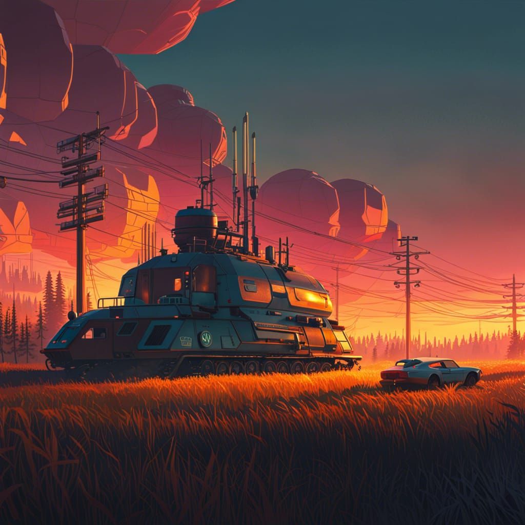 Luminous Sci-Fi Landscape in Golden Hour Light