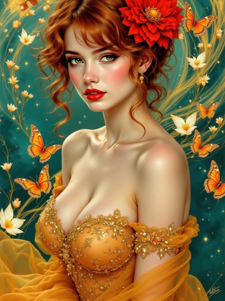 Ethereal Beauty in Gilded Dreamscape