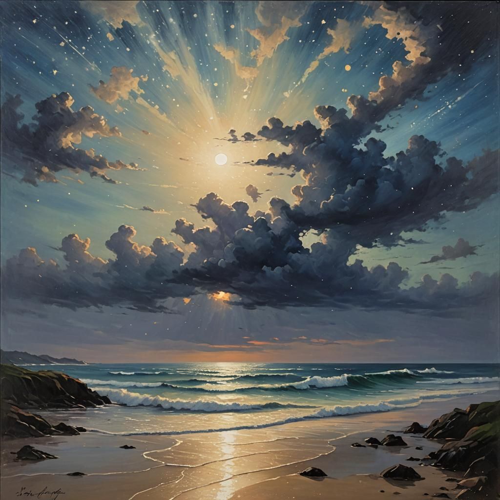 Starry Summer Night Oil Painting