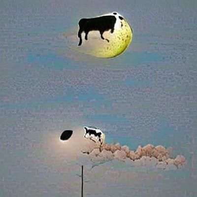 A Cow Leaps Over the Moon in Whimsical Wonderland