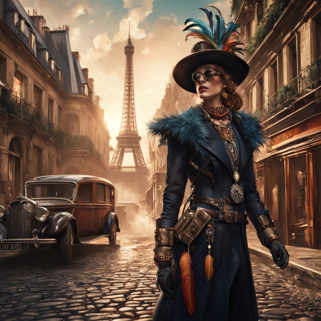 Elegant Skeleton Strolls Parisian Streets in Steampunk Splen...