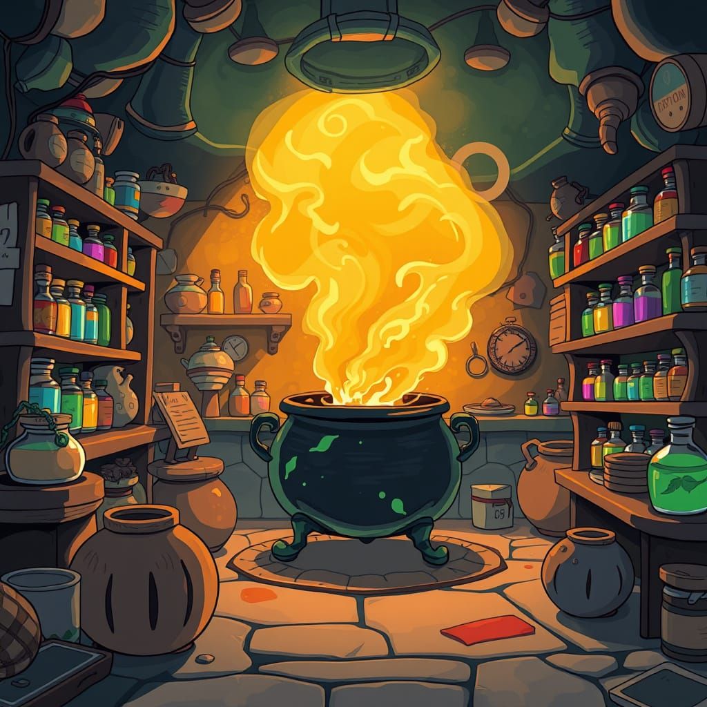Enchanted Laboratory Cauldron Scene