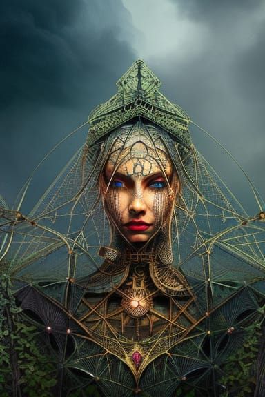 Steampunk Portrait with Elaborate Fractal Iridescence