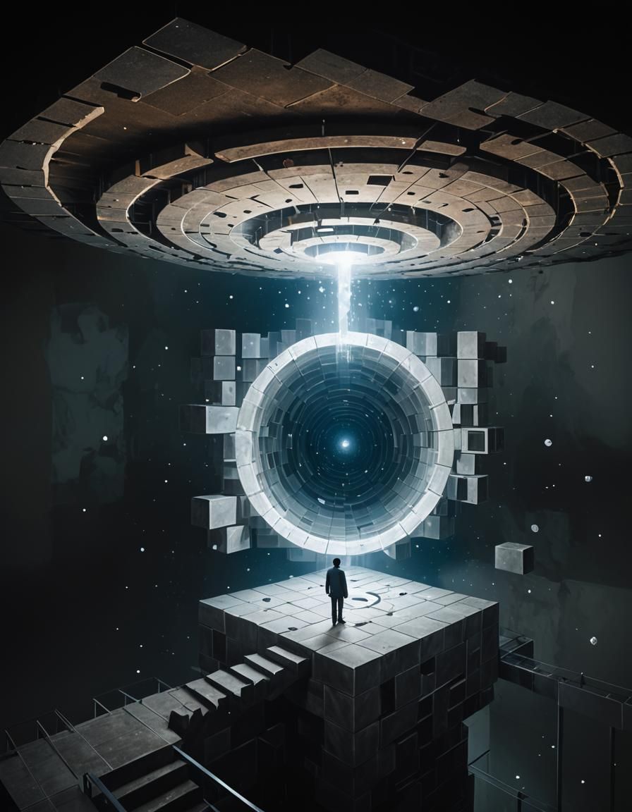 Giant Human Head with Spiral Stairs and Levitating Doors in....