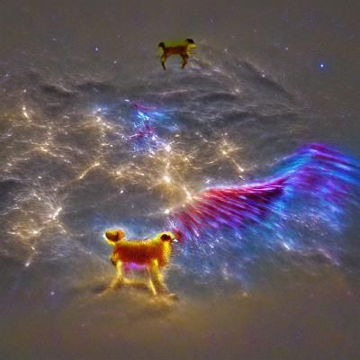 Cyberpunk Angel Hound Soars into Galactic Vistas