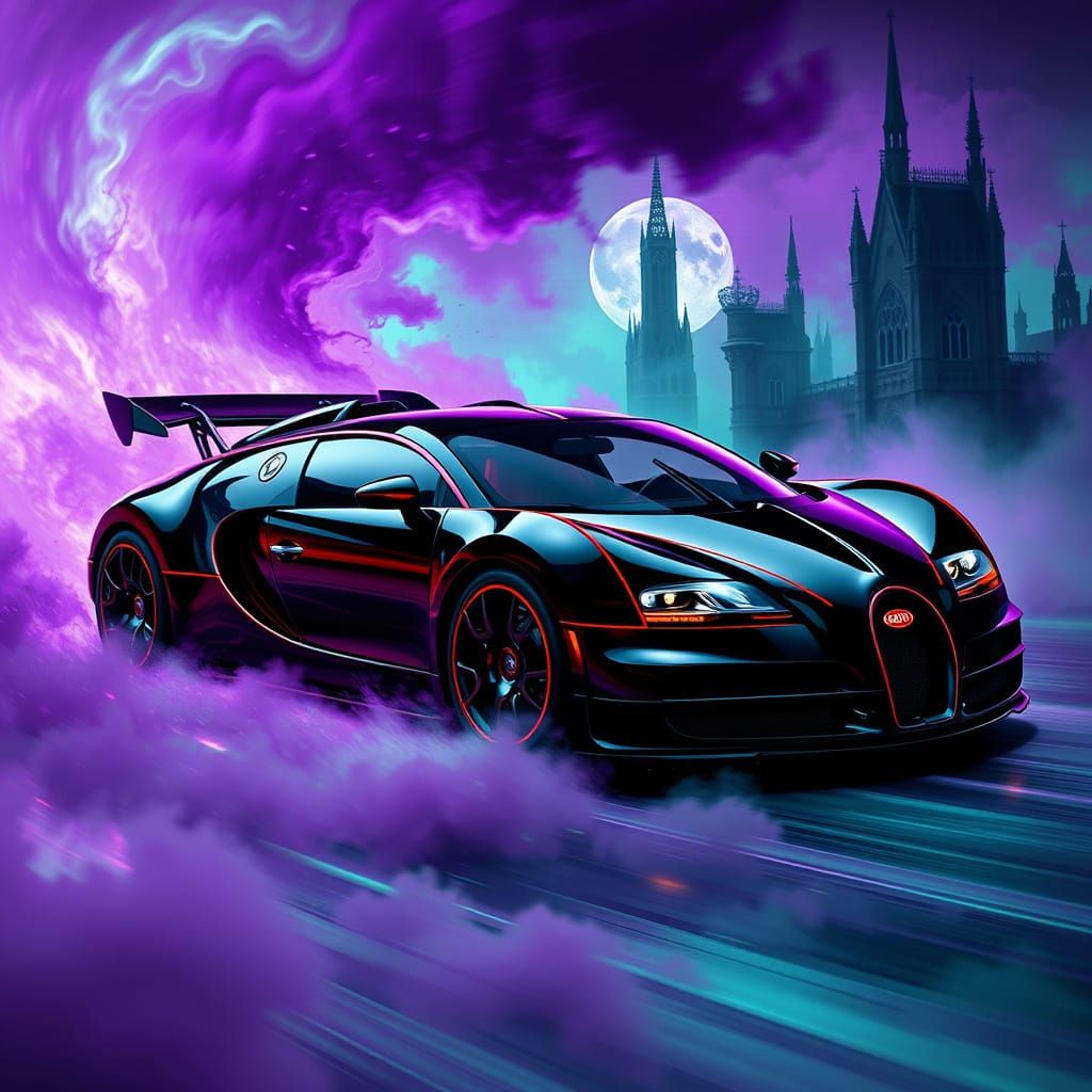 Demonic Bugatti Veyron Speeds Through a Haunting Mystical Re...