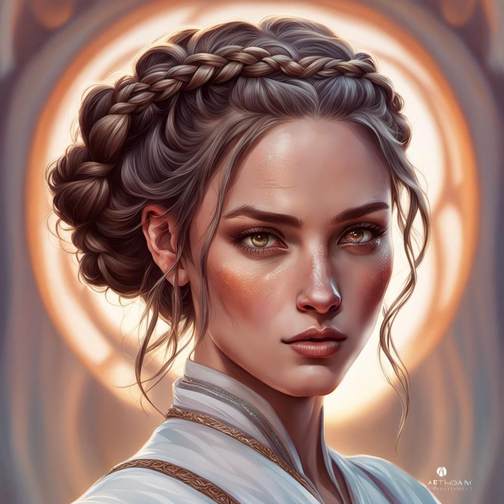 Ethereal Portrait of a Young Girl with Radiant Hazel Eyes