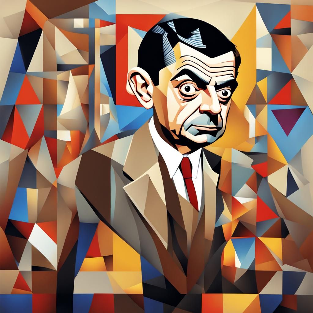 Mr. Bean in Geometric Cubist Style