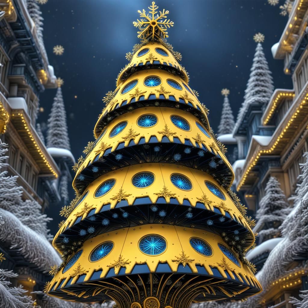 Cyberpunk Conical Christmas Tree of Ukraine