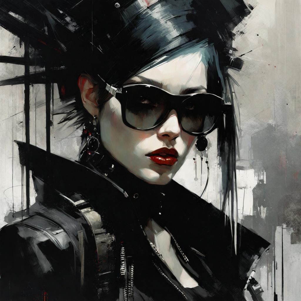 Goth Punk Girl in Dark Enchanted Realism Style