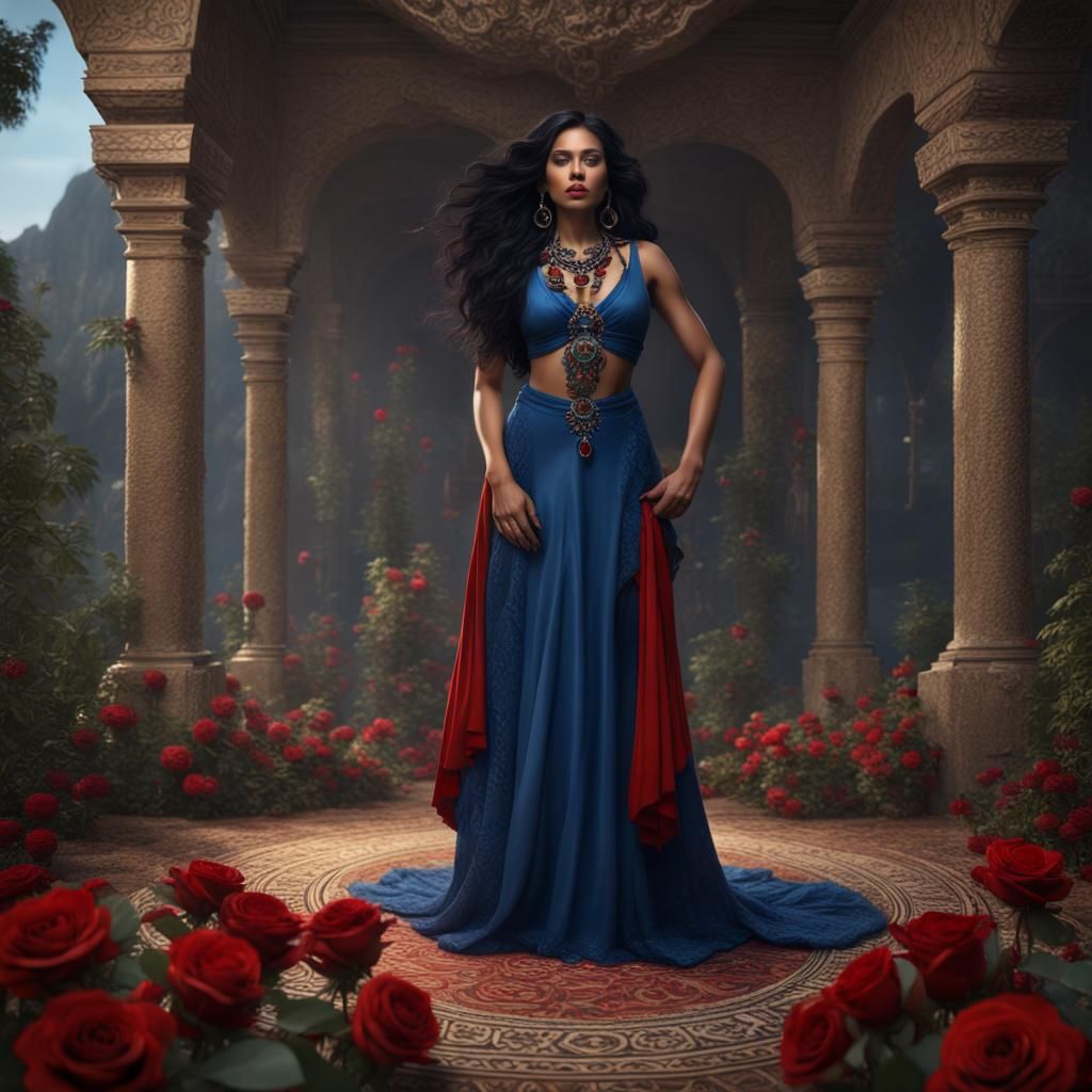 Amerindian Goddess in Blue Splendor