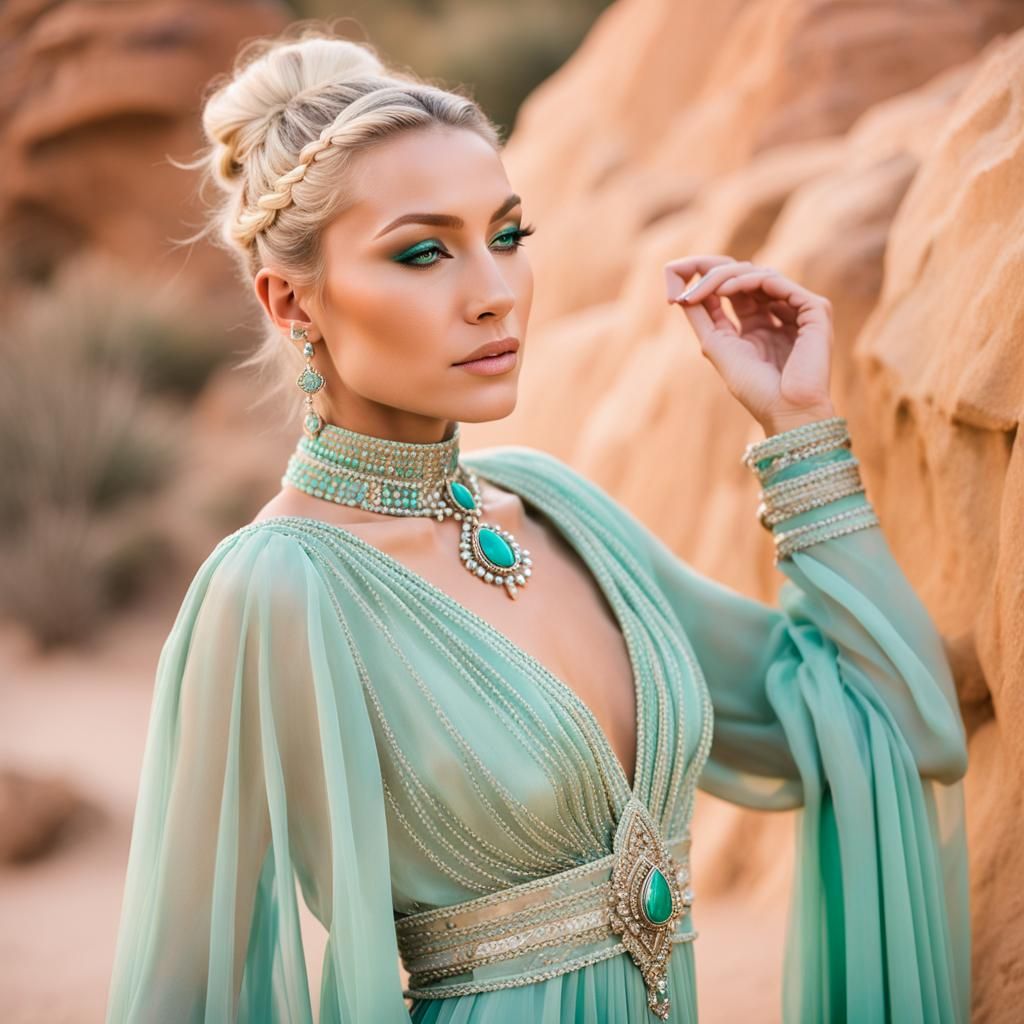 Ethereal Goddess of Harmony in Arabian-Inspired Haute Coutur...