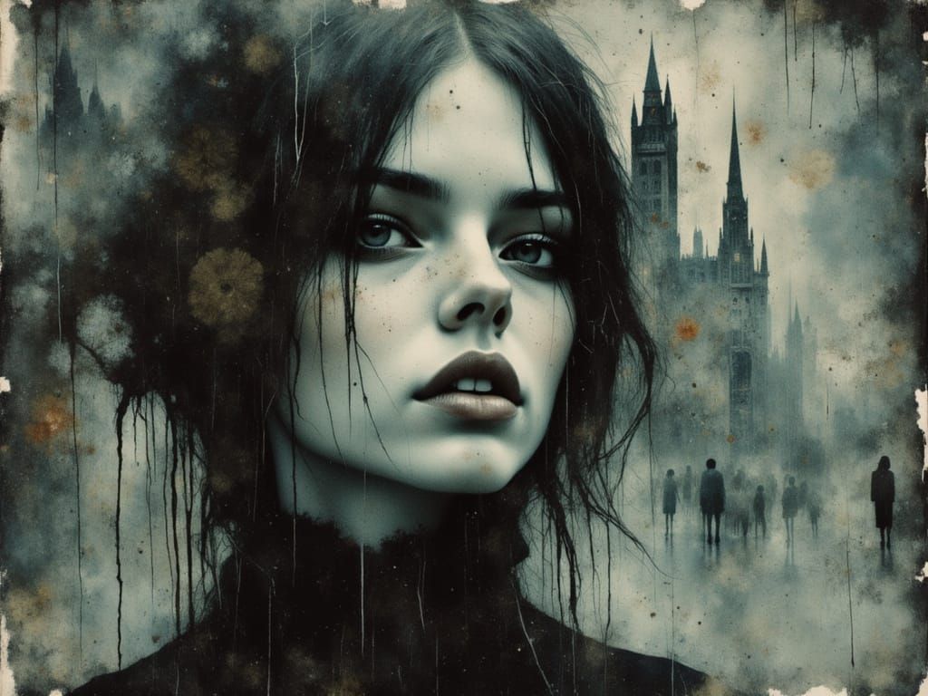 Surreal Female Figure Embodies Chaos in Watercolor