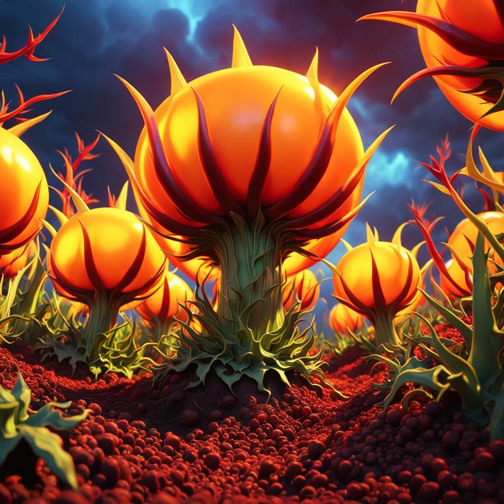 Vibrant Hellish Veggies Rise from the Ground in Cyberpunk Di...