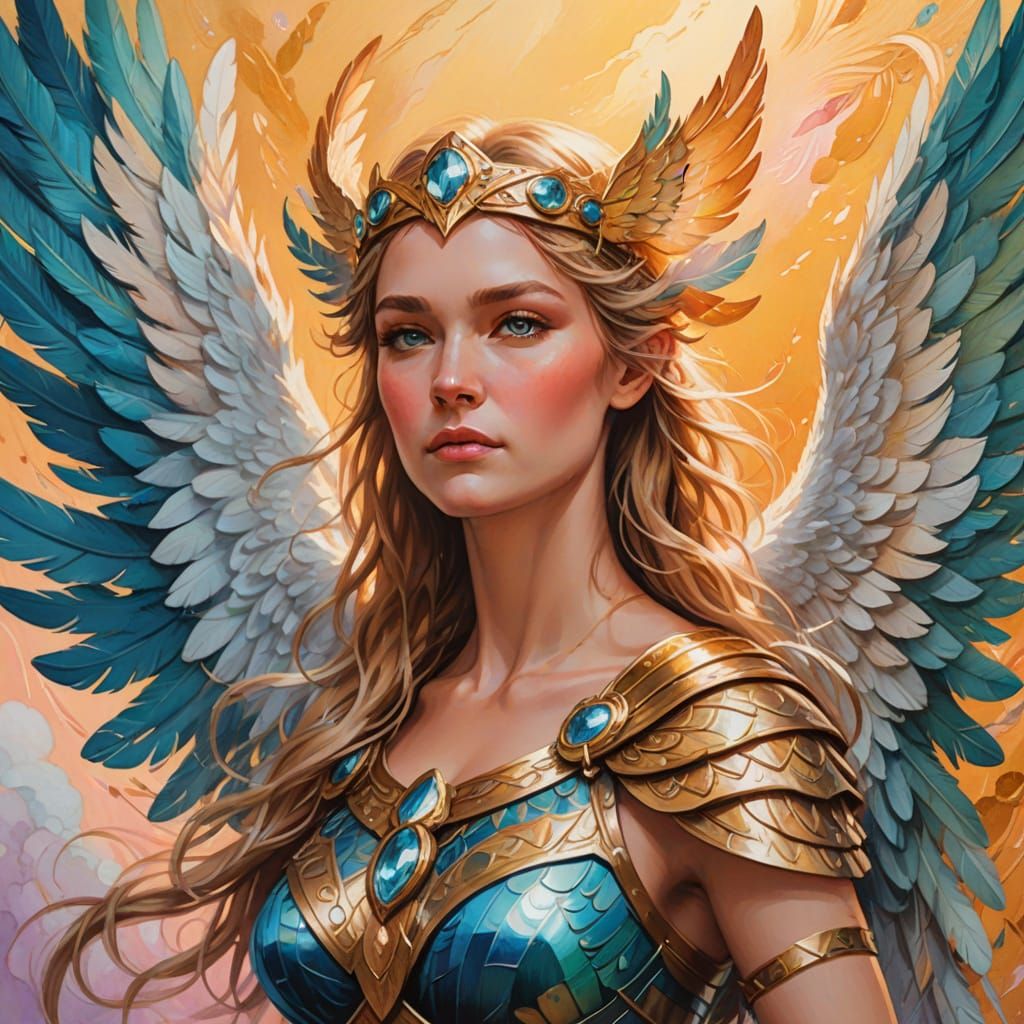 Valkyrie's Flight: A Gouache Fantasy in Pastel