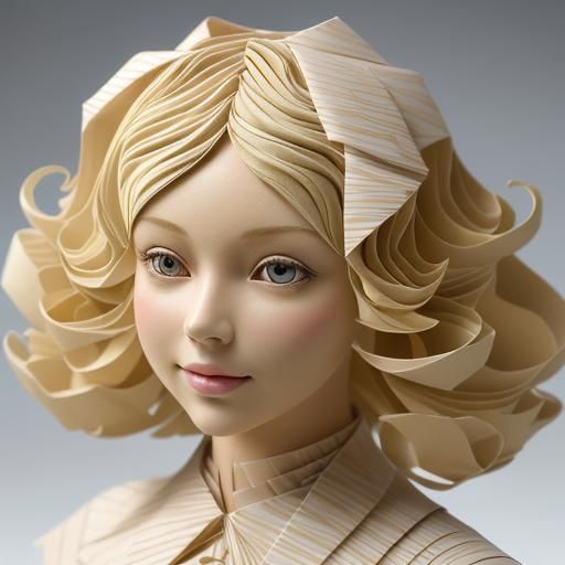 Blonde Woman in Origami Paper Craft