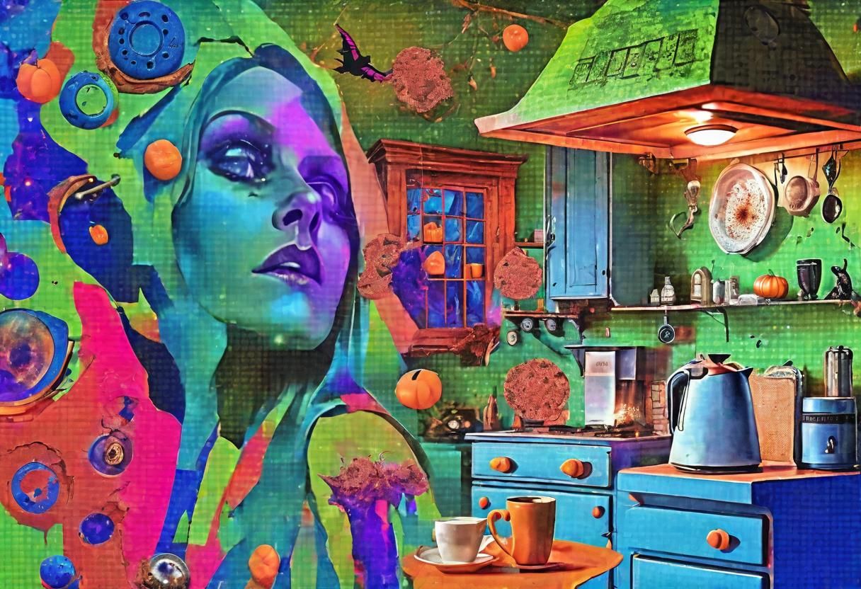 Whimsical Cosmic Coffee Maker in a Magical Dreamscape