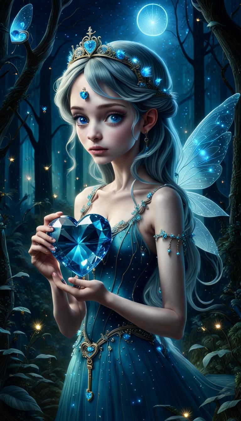 Enchanted Fairy Princess in a Magical Forest at Night