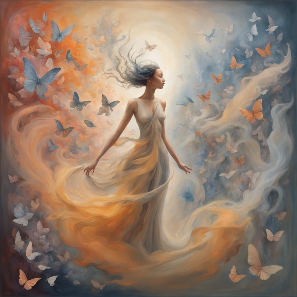 Ethereal Transformation in Shimmering Colors