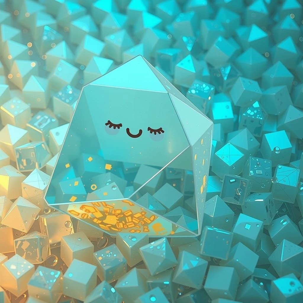 Cute Sleepy Gold and Silver DOT with Crumbling Cone