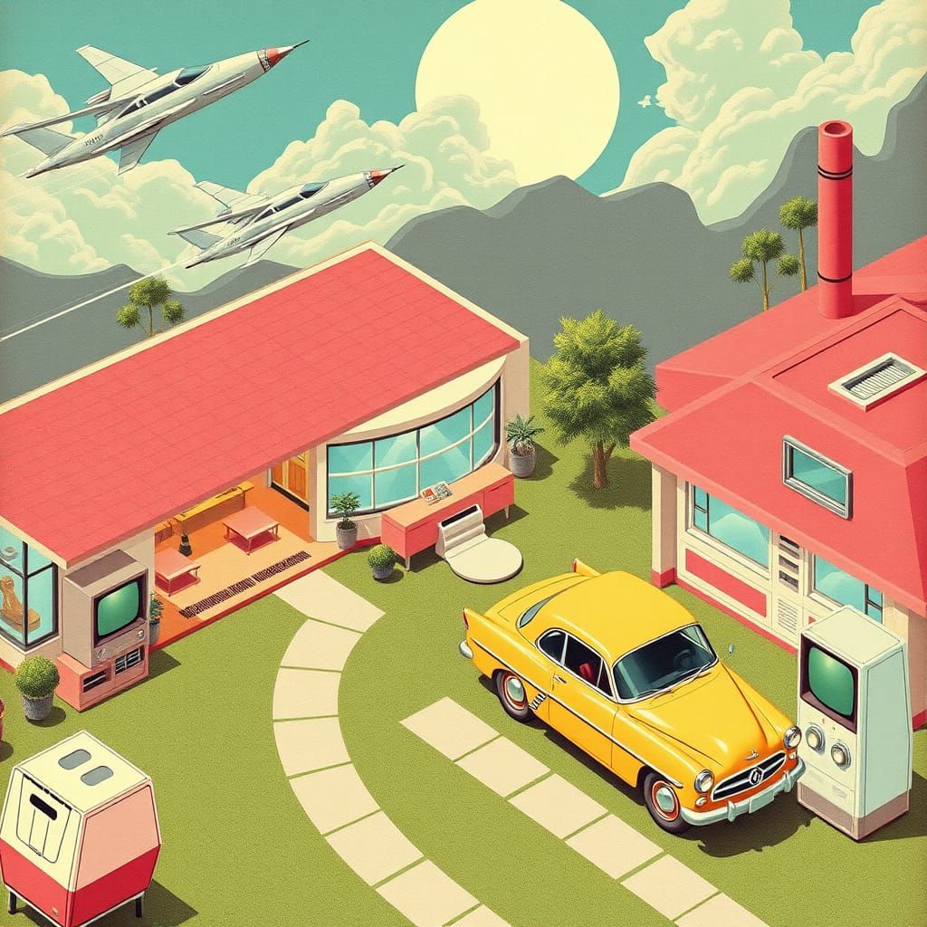 Atompunk Suburbia in Raygun Gothic Style