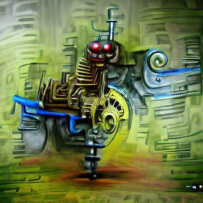 Mechanical Chameleon Digital Art in Vibrant Acrylic Style